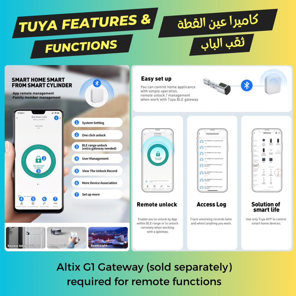 Altix CL1X Bluetooth smart lock cylinder for home office rooms apartments in dubai, abu Dhabi, Sharjah and the UAE. KSA Saudi Arabia, jeddah, riyadh