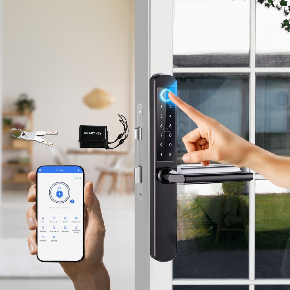 Altix smart door lock with fingerprint access in Dubai home Bluetooth smartphone access