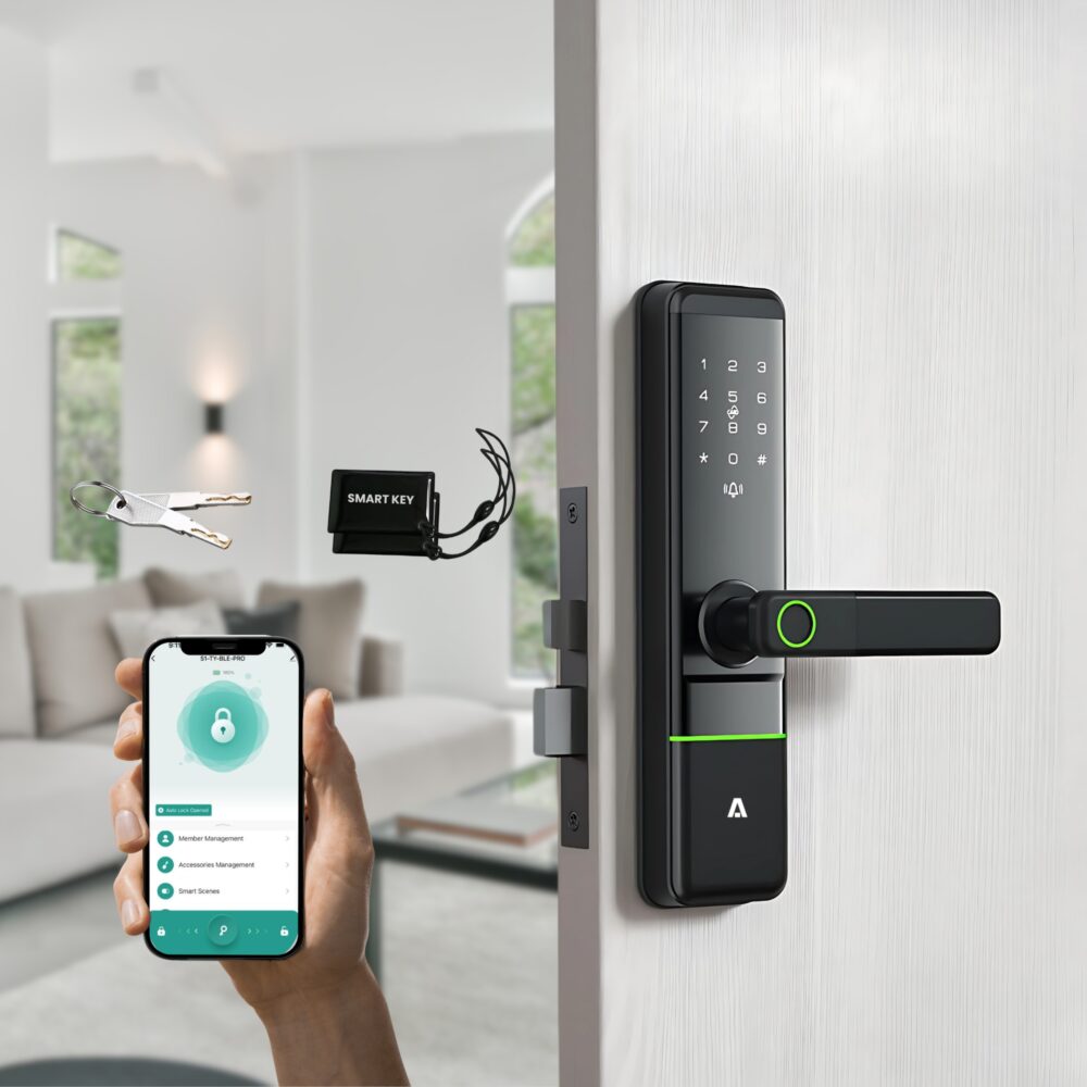 Altix smart door lock with fingerprint access in Dubai home Bluetooth smartphone access