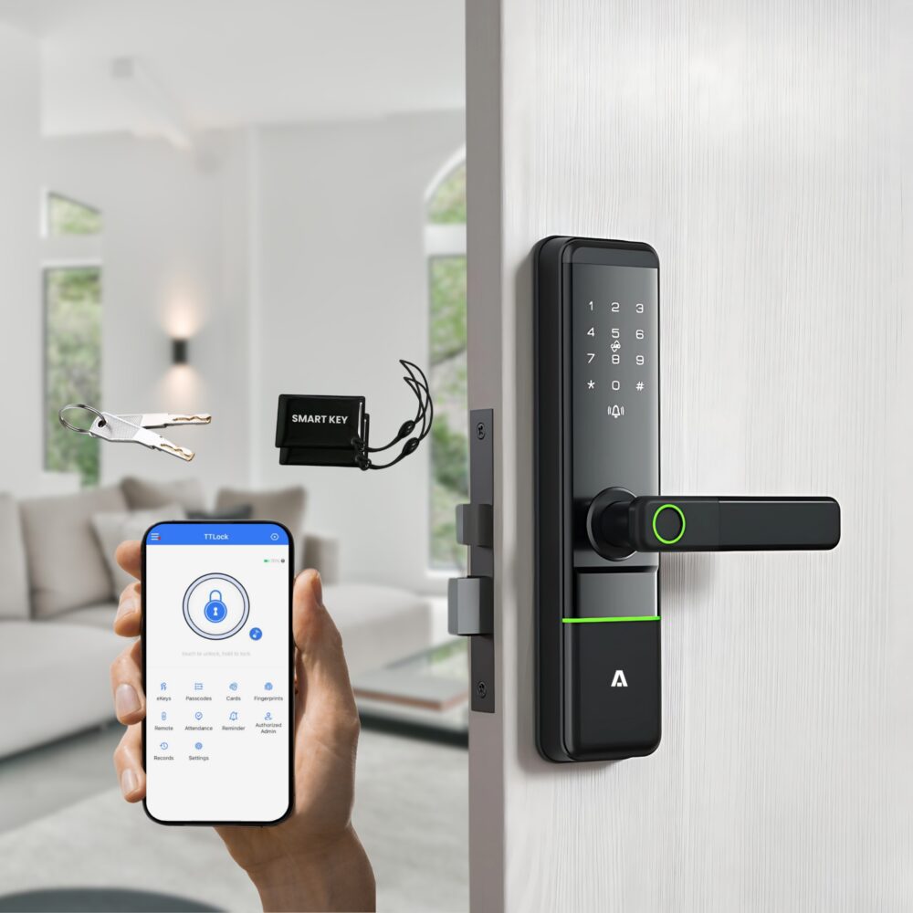 Altix smart door lock with fingerprint access in Dubai home Bluetooth smartphone access