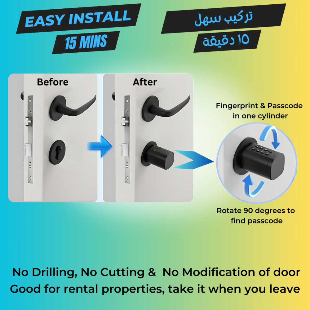 Altix CL1X Bluetooth smart lock cylinder for home office rooms apartments in dubai, abu Dhabi, Sharjah and the UAE. KSA Saudi Arabia, jeddah, riyadh