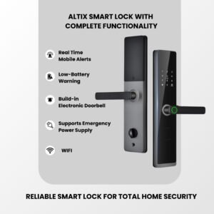 Altix smart door lock with fingerprint access in Dubai home Bluetooth smartphone access