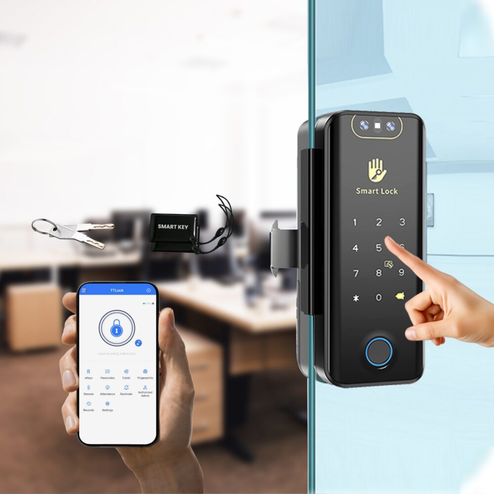 Altix smart glass door lock with fingerprint access in Dubai home Bluetooth smartphone access