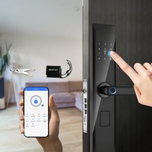 Altix smart door lock with fingerprint access in Dubai home Bluetooth smartphone access