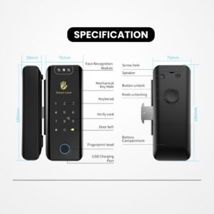 Altix GX Pro Glass Door Automated Lock Fingerprint, 3D Face Recognition, FaceID, Key