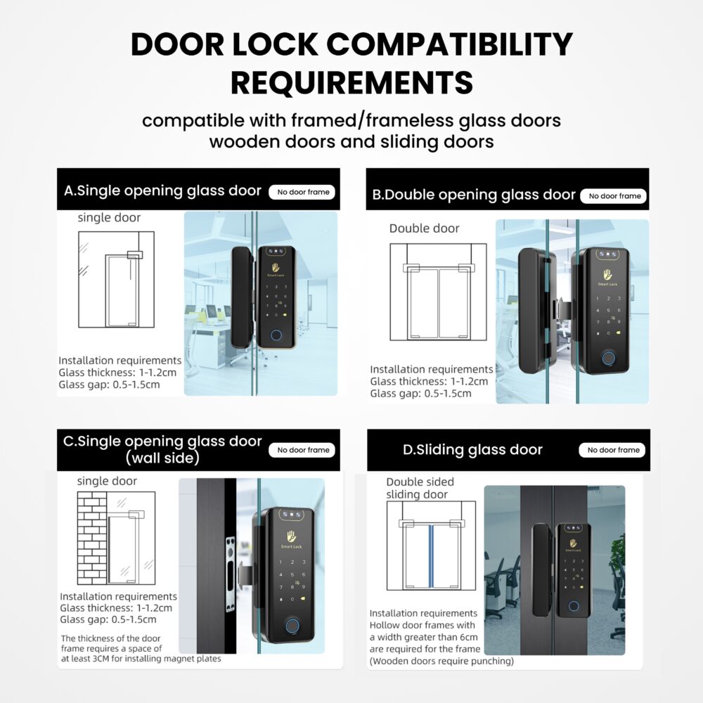Altix GX Pro Glass Door Automated Lock Fingerprint, 3D Face Recognition, FaceID, Key
