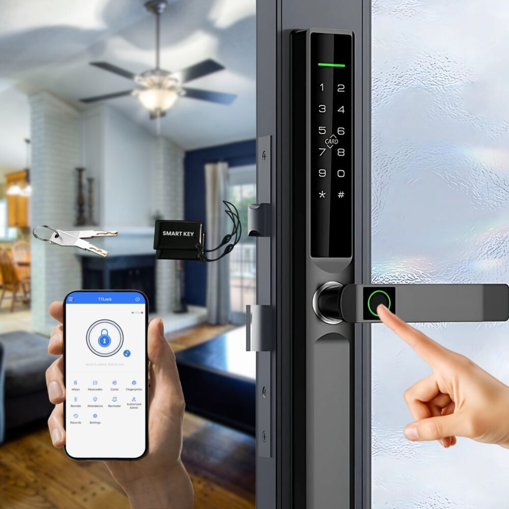 Altix smart door lock with fingerprint access in Dubai home Bluetooth smartphone access