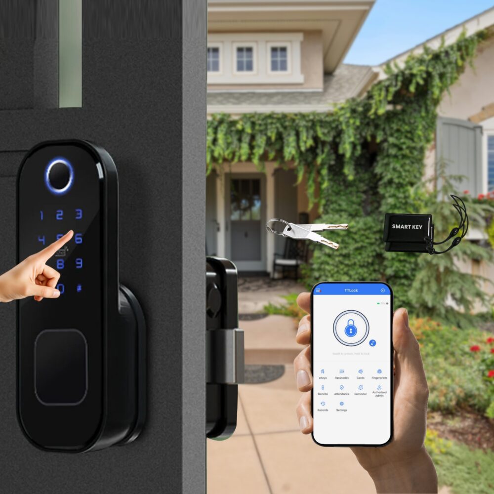 Altix smart door lock with fingerprint access in Dubai home Bluetooth smartphone access